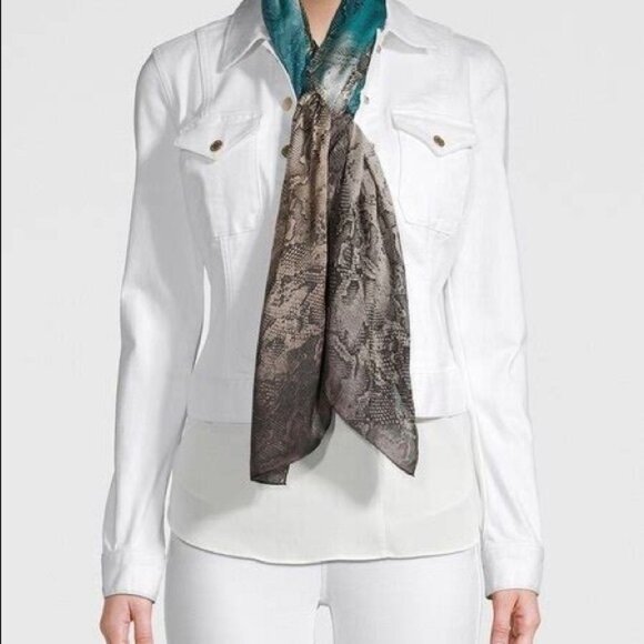 WHITE HOUSE BLACK MARKET 100% SILK SNAKE PYTHON PRINT SCARF WRAP - Picture 2 of 7